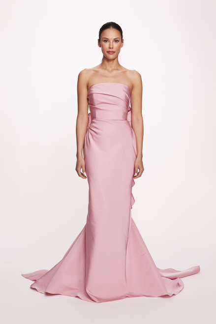 Simple pink satin long prom dress, pink evening dress – dresstby